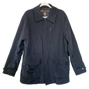 Perry Ellis Men’s Large Black Utility Cargo Pockets Zip Up Snap Button Jacket